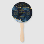 ネイビーブルーゴールドフォイル結婚アゲートの式典 ハンドファン (裏面)