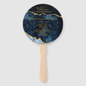 ネイビーブルーゴールドフォイル結婚アゲートの式典 ハンドファン (正面)