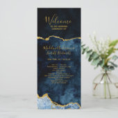 ネイビーブルーゴールドフォイル結婚アゲートの式典 プログラム (スタンド正面)