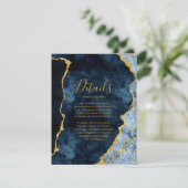 ネイビーブルーゴールドホイルアゲートウェディング詳細 エンクロージャーカード (スタンド正面)