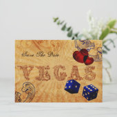 ネイビーブルーサイコロヴィンテージラスベガス日付を保存 セーブザデート (スタンド正面)