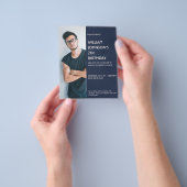 ネイビーブルーサイドバー写真21st誕生日の招待状 チラシ (手)