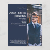 ネイビーブルーサイドバー写真21st誕生日の招待状 チラシ (裏面)