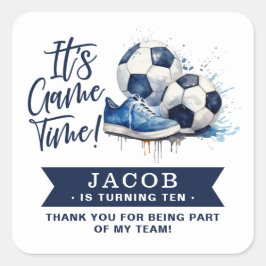 ネイビーブルーサッカーキッズウォーター色 スクエアシール