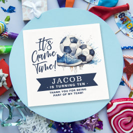 ネイビーブルーサッカーキッズウォーター色 スタンダードカクテルナプキン