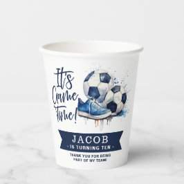 ネイビーブルーサッカーキッズウォーター色 紙コップ