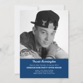 ネイビーブルーサッカーフォトガイパーティの招待状 招待状 (正面)