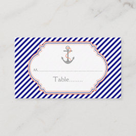 ネイビーブルーサンゴ航海のいかり結婚座席表 プレイスカード