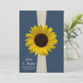 ネイビーブルーサンフラワーとバーラップ結婚ズ 招待状 (スタンド正面)