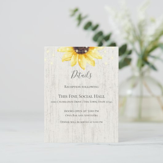 ネイビーブルーサンフラワーとラ素朴イツ結婚のインビ 招待状 (スタンド正面)