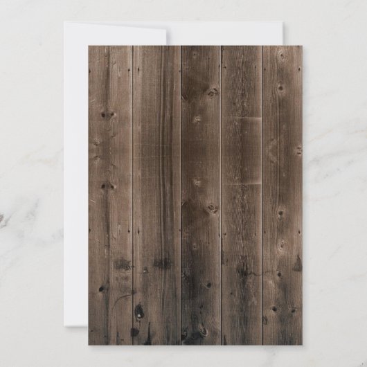 ネイビーブルーサンフラワーウッドバレル素朴結婚ズ 招待状 (裏面)