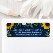 ネイビーブルーサンフラワーカントリー素朴ウッド結婚ズ ラベル (インサイチュ)