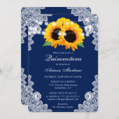 ネイビーブルーサンフラワーキンセニェラ 招待状 (正面/裏面)