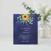 ネイビーブルーサンフラワーズバジェット結婚式招待状 (スタンド正面)