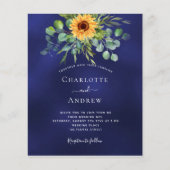 ネイビーブルーサンフラワーズバジェット結婚式招待状 (正面)