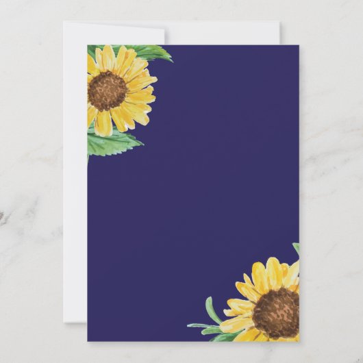 ネイビーブルーサンフラワーズブライダルシャワー招待 招待状 (裏面)