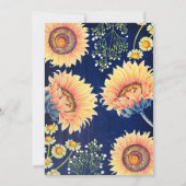 ネイビーブルーサンフラワーズ素朴秋ブライダルシャワー 招待状 (裏面)