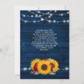 ネイビーブルーサンフラワーバラウッドレース結婚ズ 招待状 (裏面)