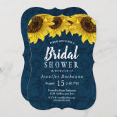 ネイビーブルーサンフラワーブライダルシャワー招待 招待状 (正面/裏面)