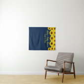 ネイビーブルーサンフラワーベビーシャワー写真ブースプロップ タペストリー (インサイチュ(横))