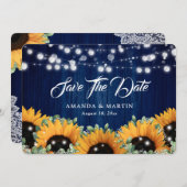 ネイビーブルーサンフラワーユーカリ赤ちゃんの息 セーブザデート (正面/裏面)