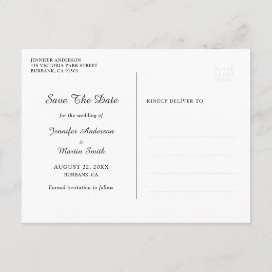 ネイビーブルーサンフラワーユーカリ赤ちゃんの息 案内ポストカード (裏面)