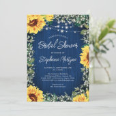 ネイビーブルーサンフラワーライトブライダルシャワー 招待状 (スタンド正面)