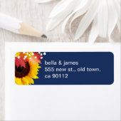 ネイビーブルーサンフラワー差出人住所ラベル ラベル (インサイチュ)