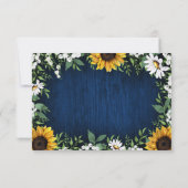 ネイビーブルーサンフラワー素朴ウエディングRSVPカード 出欠カード (裏面)
