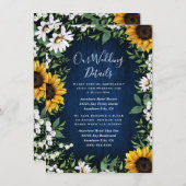 ネイビーブルーサンフラワー素朴結婚ズ エンクロージャーカード