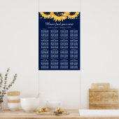 ネイビーブルーサンフラワー結婚ズのシーティングプラン16 ポスター (キッチン)