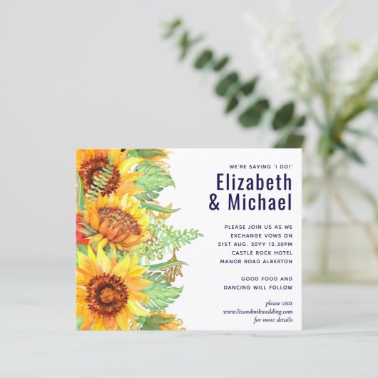 ネイビーブルーサンフラワー結婚ズの予算モダン額 (スタンド正面)