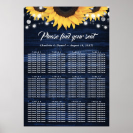 ネイビーブルーサンフラワー結婚ズの座席表12 ポスター