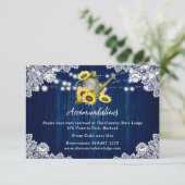 ネイビーブルーサンフラワー結婚ズホテルアコモデーション エンクロージャーカード (スタンド正面)