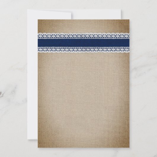 ネイビーブルーサン素朴フラワーブライダルシャワー 招待状 (裏面)