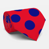 ネイビーブルーサークルジオメトリックデザインオン赤 ネクタイ (ロール)