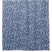 ネイビーブルーサークルドードルパターン シャワーカーテン (正面)