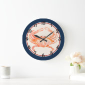 ネイビーブルーサークルレッドカニ ラージ壁時計 (ホーム)