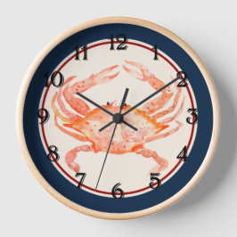 ネイビーブルーサークルレッドカニ ラージ壁時計