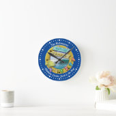 ネイビーブルーサーフサンシャインファミリーホリデービーチハット ラウンド壁時計 (ホーム)