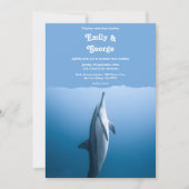 ネイビーブルーザシードルフィンボホビーチ結婚式 招待状 (正面)