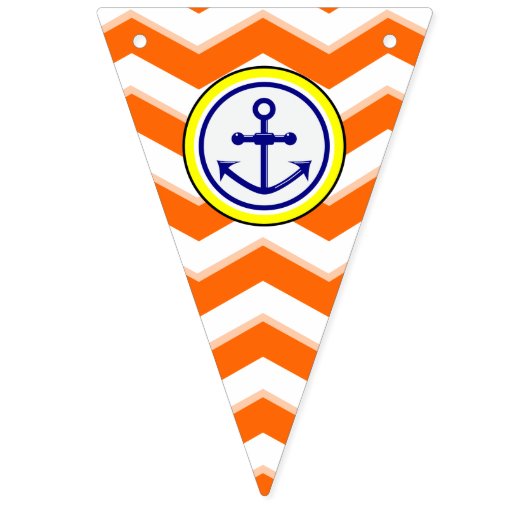 ネイビーブルーシェブロンいかりナローブラックローンデル バンティングフラッグ (第10の旗)