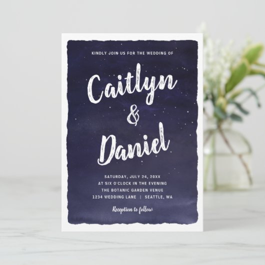 ネイビーブルーシチュアルナイト結婚スカイ 招待状 (スタンド正面)