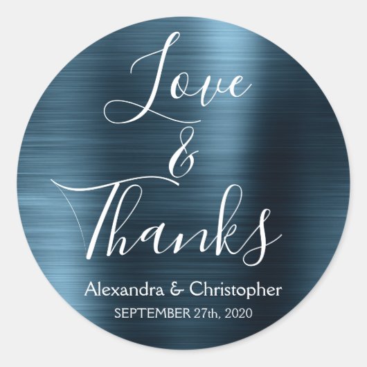 ネイビーブルーシックメタリックラブ感謝してい& ラウンドシール (正面)