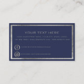 ネイビーブルーシック高級シルバーVIPカードクラブ会員 名刺 (裏面)