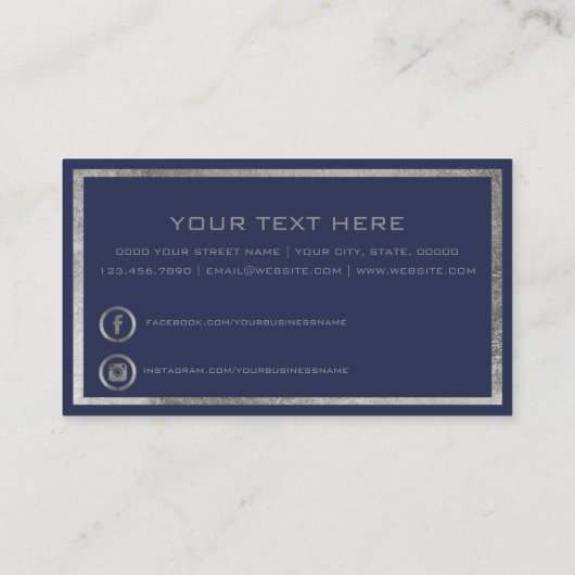 ネイビーブルーシック高級シルバーVIPカードクラブ会員 名刺 (裏面)