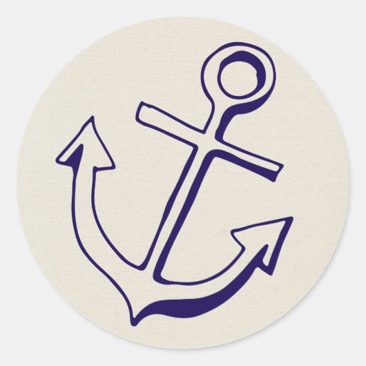 ネイビーブルーシップいかり航海のタンウェディングパーティー ラウンドシール (正面)