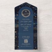 ネイビーブルーシナ結婚ス オールインワン招待状 (内側)