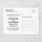 ネイビーブルーシャルボードフローラ結婚式の日付を保存 案内ポストカード (裏面)