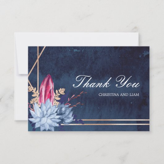 ネイビーブルーシャルボ結婚ードフローラサンキューカード サンキューカード (正面)